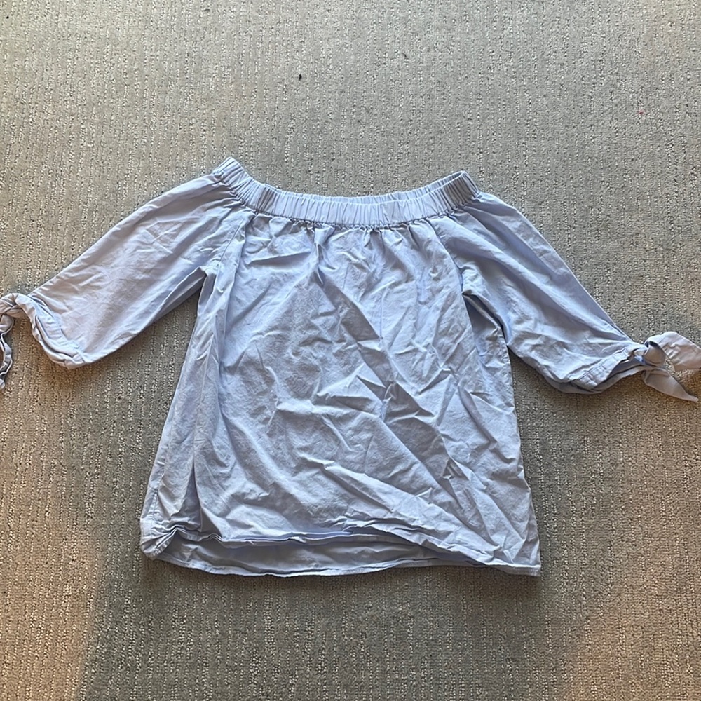 H&M light blue off the shoulder top